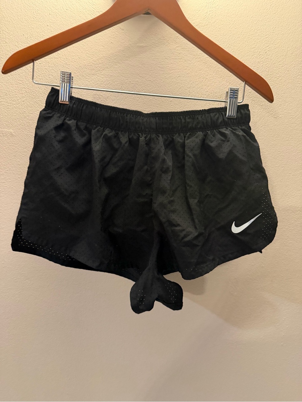Nike Black Women’s Athletic DRI-FIT Running Shorts with White Swoosh